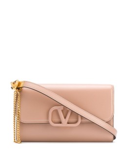 logo-plaque leather shoulder bag