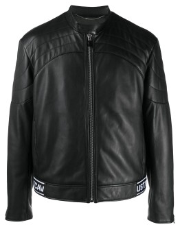 logo-hem biker jacket