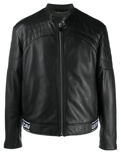 logo-hem biker jacket