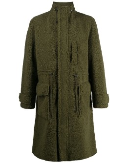 high-neck faux shearling coat