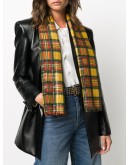 check-pattern frayed scarf