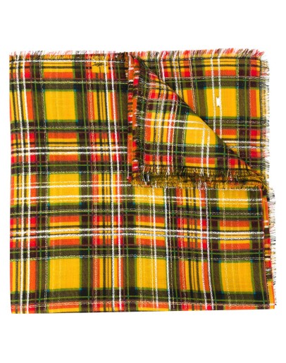 check-pattern frayed scarf