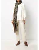animal-print raw-edge scarf 