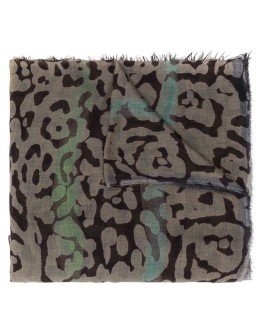 animal-print raw-edge scarf 