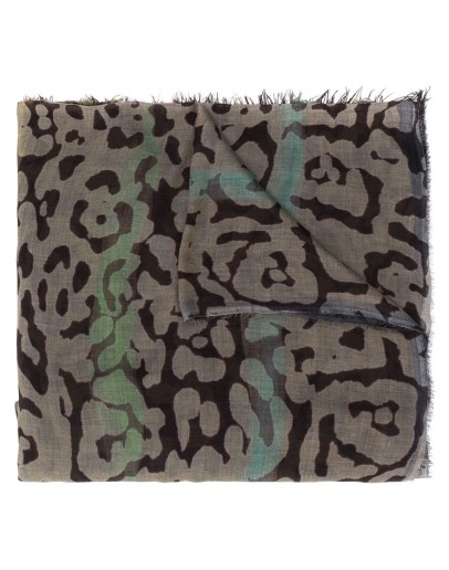 animal-print raw-edge scarf 