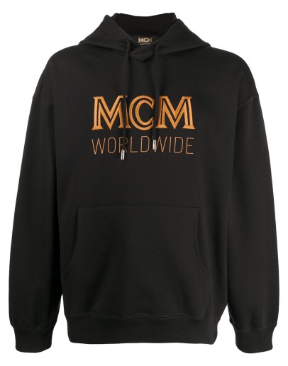 logo embroidered drawstring hoodie
