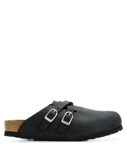 two-strap leather mules