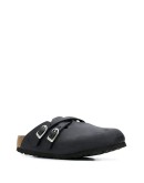 two-strap leather mules