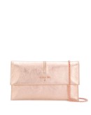 metallic logo clutch