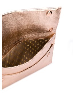 metallic logo clutch
