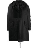 hooded patchwork parka coat