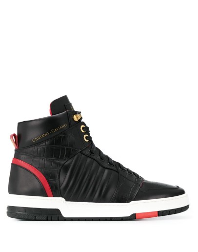 two-tone hi-top sneakers