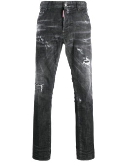 distressed low-rise slim-fit jeans