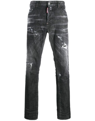 distressed low-rise slim-fit jeans