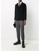 double breasted textured stripe blazer