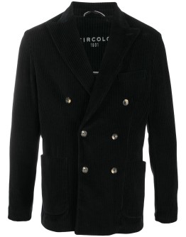 double breasted textured stripe blazer