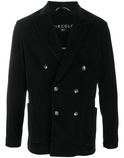 double breasted textured stripe blazer