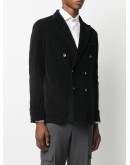 double breasted textured stripe blazer