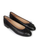 Chanel CC Dark Navy Blue Lambskin Ballet Flats