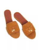 Loro Piana Summer Charms Suede Slides