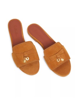 Loro Piana Summer Charms Suede Slides