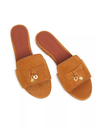 Loro Piana Summer Charms Suede Slides